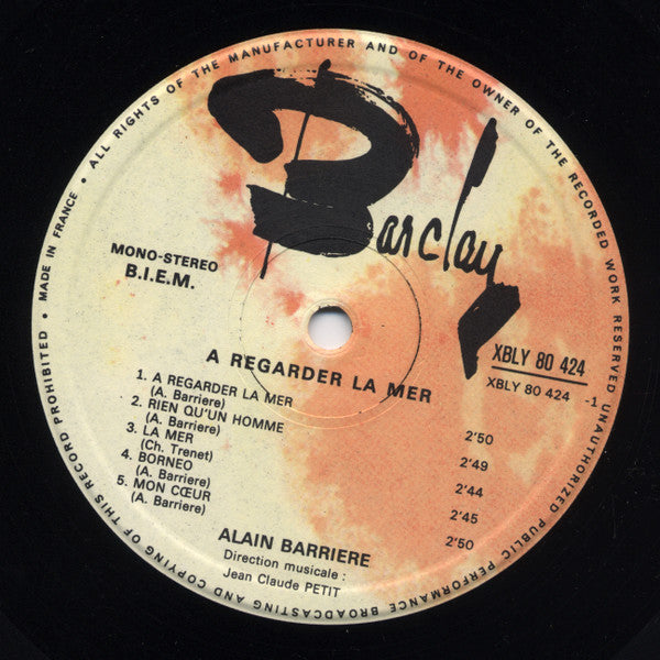 (Occasion ) Alain Barrière – À Regarder La Mer [Vinyle 33 Tours]