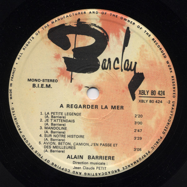 (Occasion ) Alain Barrière – À Regarder La Mer [Vinyle 33 Tours]