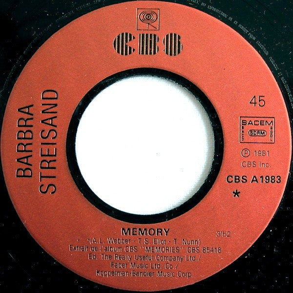 (Occasion) Barbra Streisand – Memory [Vinyle 45Tours]