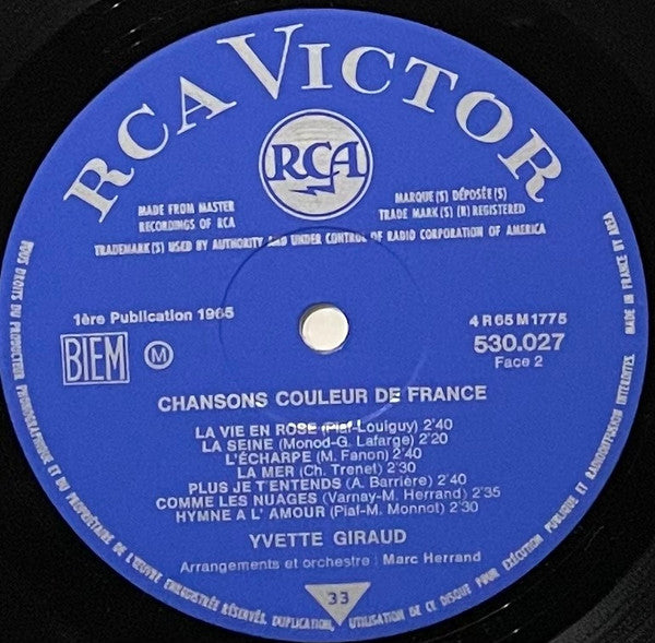 (Occasion) - Yvette Giraud – Chansons Couleur de France [Vinyle 33Tours]