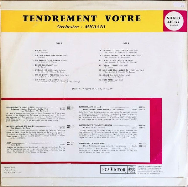 (Occasion) Armand Migiani Et Son Orchestre  Surprise-Partie Tendrement Votre... [Vinyle 33Tours]