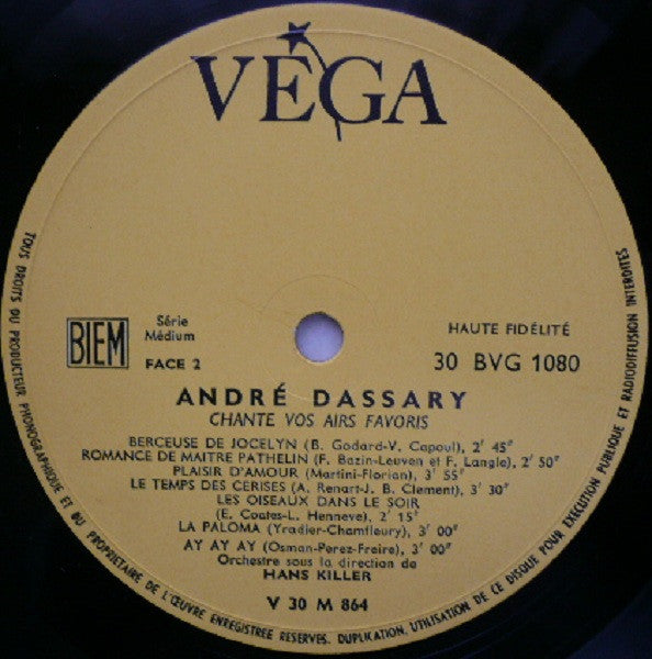 (Produit d'occasion)André Dassary – Chante Vos Airs Favoris [Vinyle 33Tours]