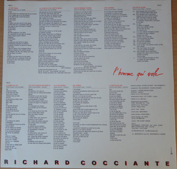 (occasion) Richard Cocciante – L'Homme Qui Vole [Vinyle 33 Tours]