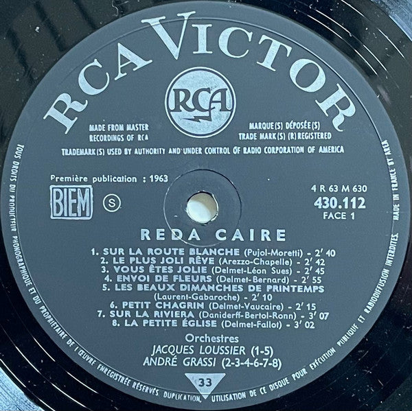 (Produit d'occasion) Reda Caire Orchestres : Jacques Loussier, André Grassi  Reda Caire Chante Le Soleil [Vinyle 33Tours]