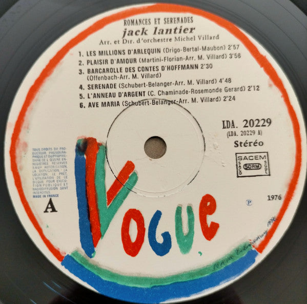Jack Lantier – Romances Et Sérénades [Vinyle 33Tours] - flash vidéo