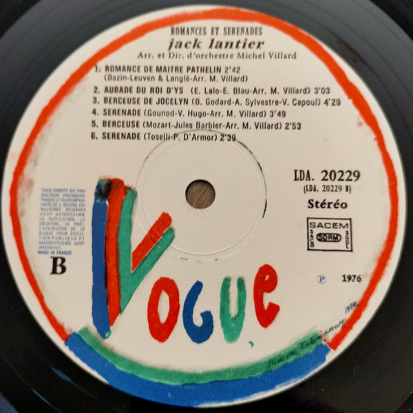 Jack Lantier – Romances Et Sérénades [Vinyle 33Tours] - flash vidéo