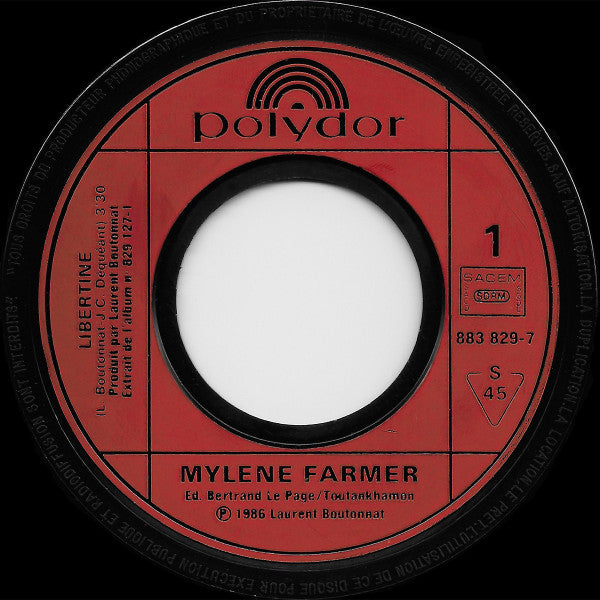(Occasion) Mylène Farmer –Libertine [Vinyle 45 Tours]