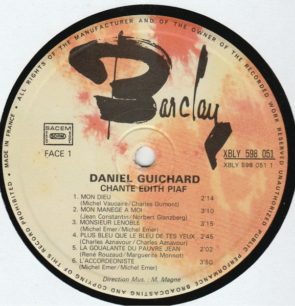 (occasion) Daniel Guichard – Daniel Guichard Chante Edith Piaf [Vinyle 33 Tours]