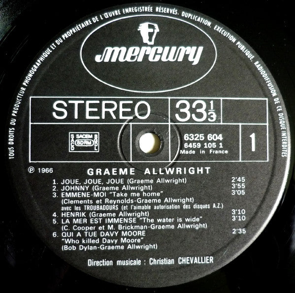 (Occasion ) Graeme Allwright – Graeme Allwright [Vinyle 33 Tours]
