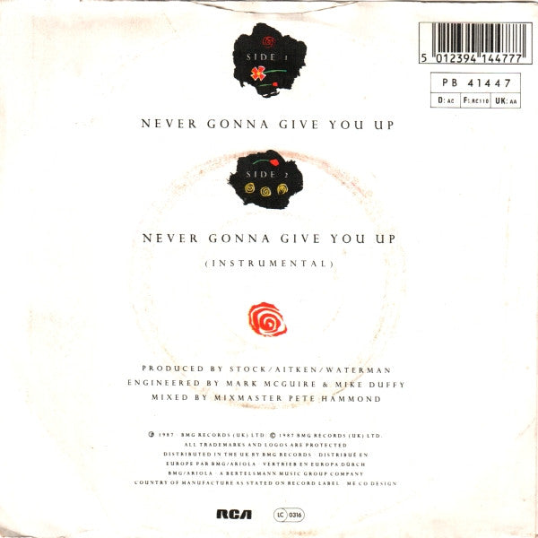 (Occasion) Rick Astley –Je ne t'abandonnerai jamais [Vinyle 45 Tours]