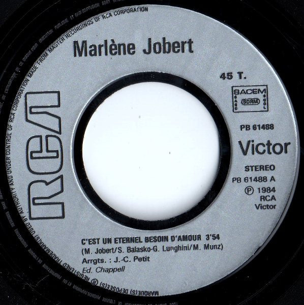 (Occasion) Marlène Jobert – C'est Un Eternel Besoin D'amour [Vinyle 45Tours]