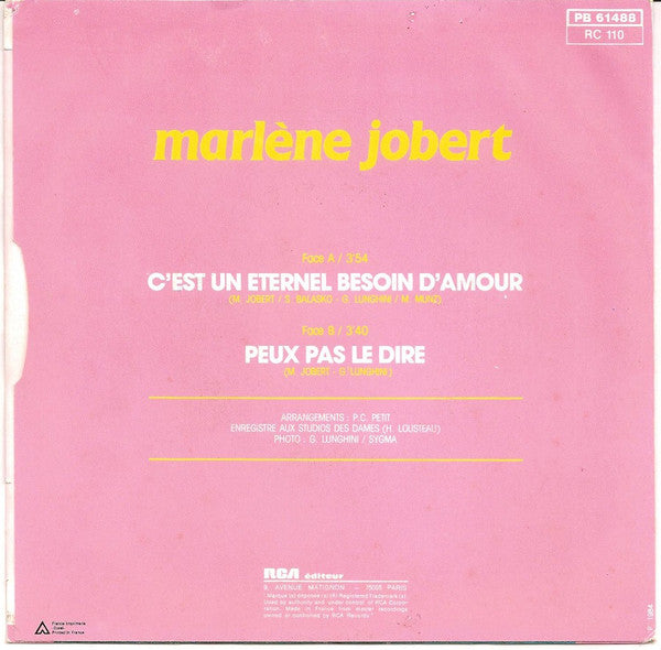 (Occasion) Marlène Jobert – C'est Un Eternel Besoin D'amour [Vinyle 45Tours]
