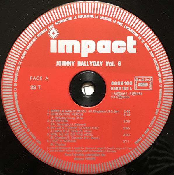 (Occasion) Johnny Hallyday – Volume 6 [Vinyle 33 Tours]