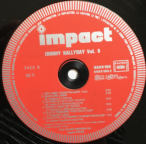 (Occasion) Johnny Hallyday – Volume 6 [Vinyle 33 Tours]