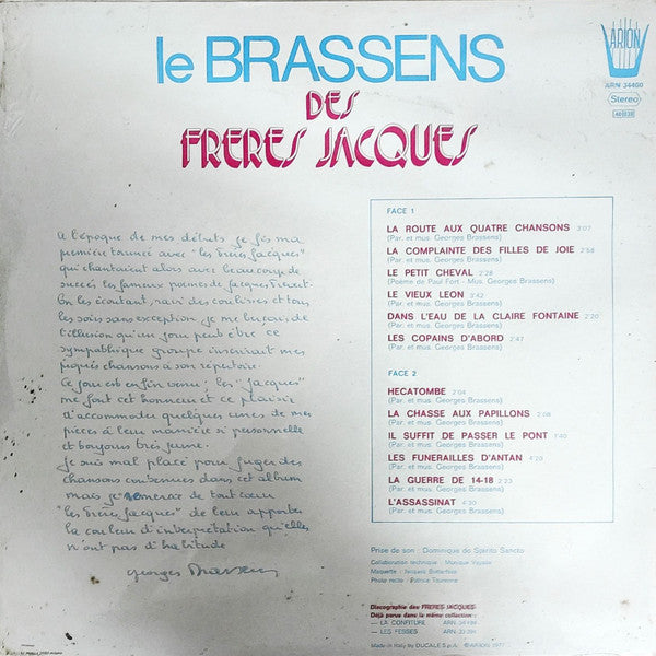 (Occasion ) Les Freres Jacques – Le Brassens Des Frères Jacques [Vinyle 33 Tours]