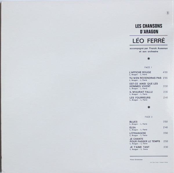 (Occasion ) Leo Ferre – Les Chansons D' Aragon [Vinyle 33 Tours]