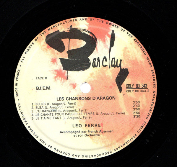 (Occasion ) Leo Ferre – Les Chansons D' Aragon [Vinyle 33 Tours]