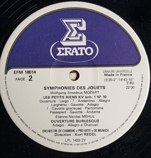 (Occasion ) J. Haydn, W.A. Mozart, E. Méhul, B. Romberg, Orchestre De Chambre Pro Arte De Munich, Kurt Redel Symphonies Des Jouets [Vinyle 33 Tours]