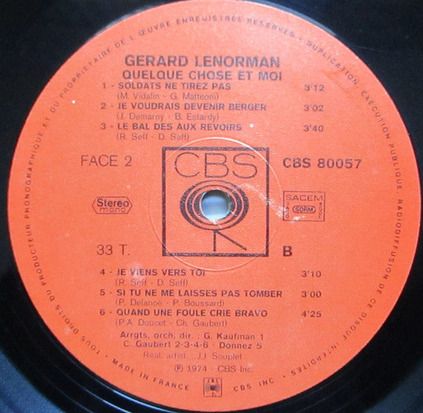 (Occasion) Gérard Lenorman – Quelque Chose Et Moi... [Vinyle 33 Tours]