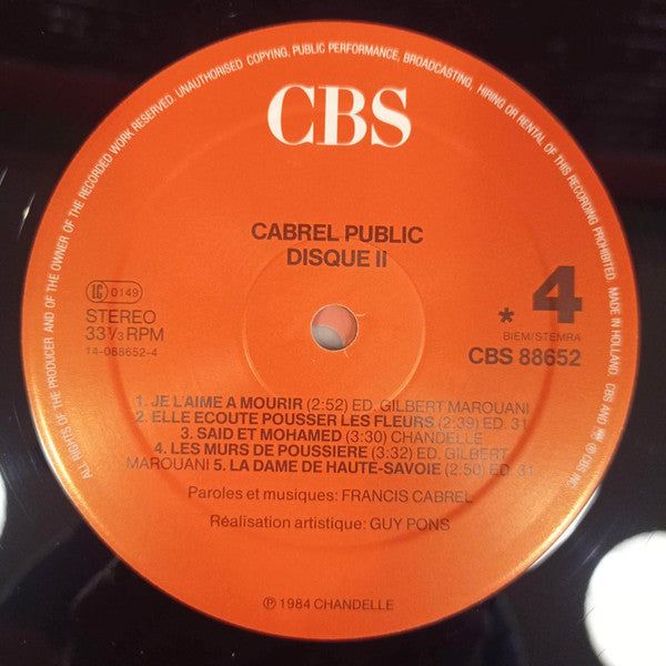 (Occasion) Francis Cabrel – Cabrel Public [Vinyle super 33 Tours]