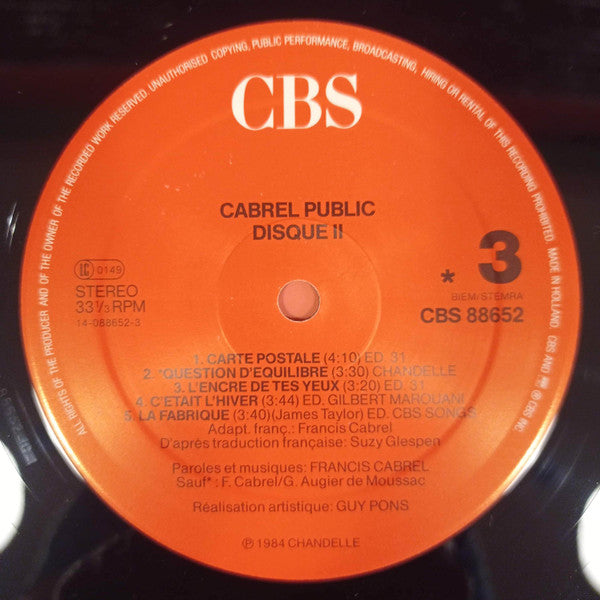 (Occasion) Francis Cabrel – Cabrel Public [Vinyle super 33 Tours]