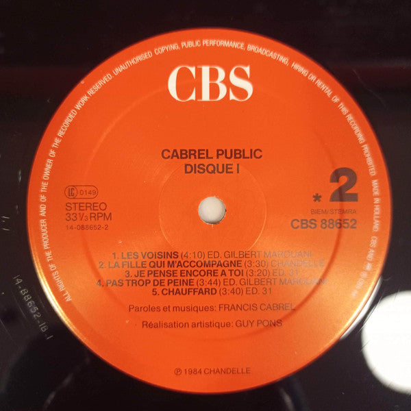 (Occasion) Francis Cabrel – Cabrel Public [Vinyle super 33 Tours]