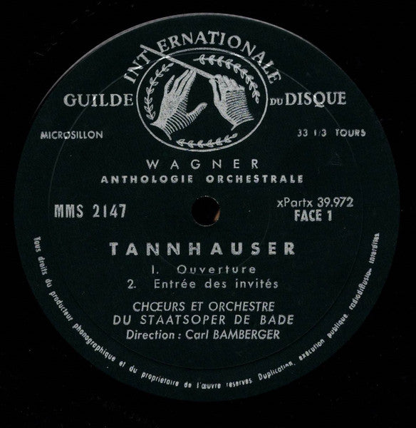 (occasion) Wagner / Chor Und Orchester Der Badischen Staatsoper, Carl Bamberger – Chöre Und Orchestermusik Aus Götterdämmerung, Der Fliegende Holländer, Tannhäuser [Vinyle 33 Tours]