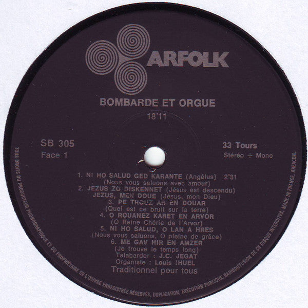 (Occasion ) Louis Ihuel / J.C. Jegat Bombarde Et Orgue En Bretagne Musique Sacrée [Vinyle 33 Tours]