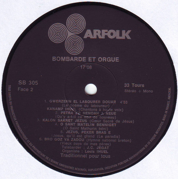 (Occasion ) Louis Ihuel / J.C. Jegat Bombarde Et Orgue En Bretagne Musique Sacrée [Vinyle 33 Tours]
