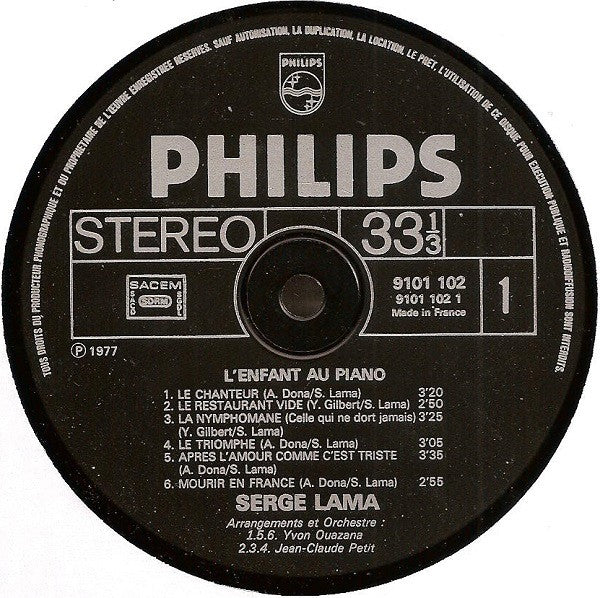 (Occasion ) Serge Lama – L'enfant Au Piano [Vinyle 33 Tours]