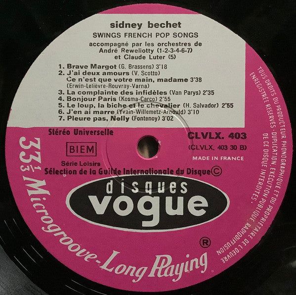 (Occasion ) Sidney Bechet – Swings French Pop Songs [Vinyle 33 Tours]