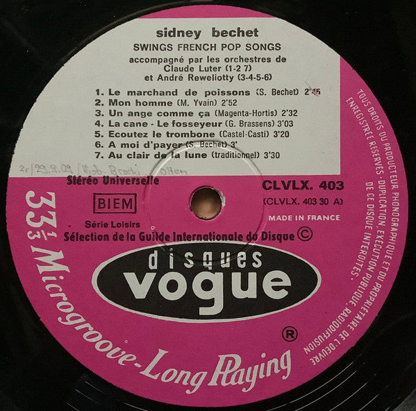 (Occasion ) Sidney Bechet – Swings French Pop Songs [Vinyle 33 Tours]