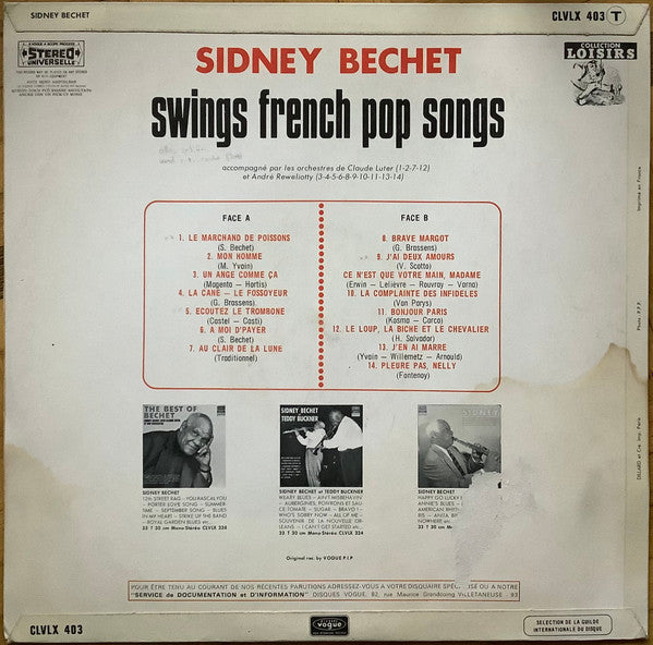 (Occasion ) Sidney Bechet – Swings French Pop Songs [Vinyle 33 Tours]