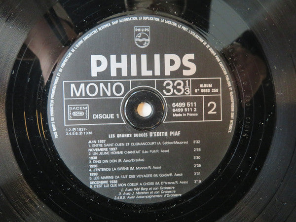 (occasion) Edith Piaf – Les Grands Succès D'Edith Piaf "Mon Legionnaire" [Vinyle 33 Tours]