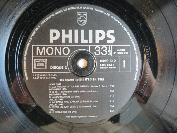 (occasion) Edith Piaf – Les Grands Succès D'Edith Piaf "Mon Legionnaire" [Vinyle 33 Tours]