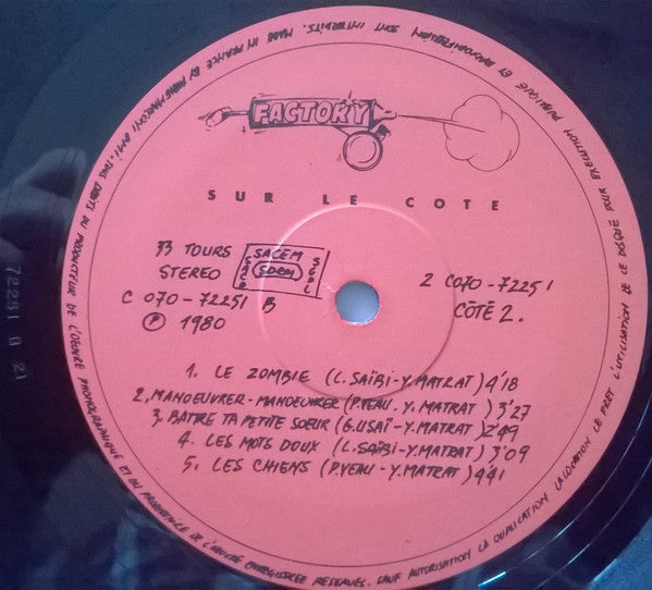 (Occasion ) Factory (8) – Sur Le Côté [Vinyle 33 Tours]