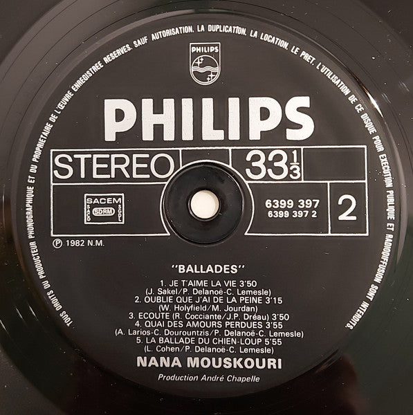 (Occasion) Nana Mouskouri – Ballades [Vinyle 33 Tours]