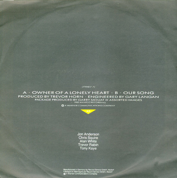 (Occasion) Yes – Owner Of A Lonely Heart  [Vinyle 45 Tours]
