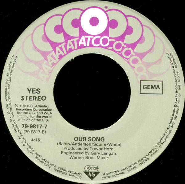 (Occasion) Yes – Owner Of A Lonely Heart  [Vinyle 45 Tours]