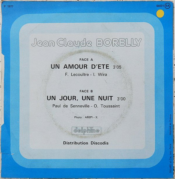 (Occasion) Jean Claude Borelly – Un Amour D'été [Vinyle 45 Tours]