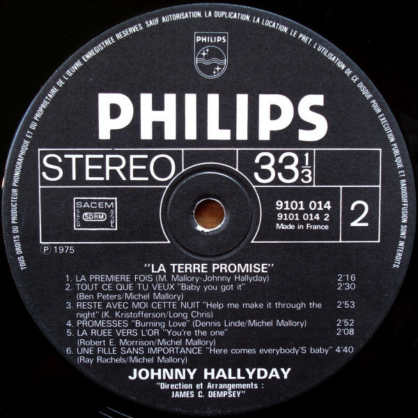 (occasion) Johnny Hallyday – La Terre Promise [Vinyle 33 Tours]