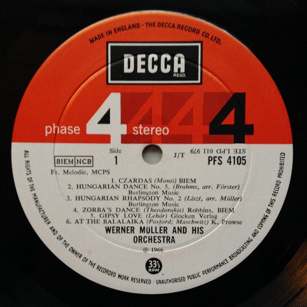 (Occasion ) Werner Müller And His Orchestra – Gypsy! [Vinyle 33 Tours]