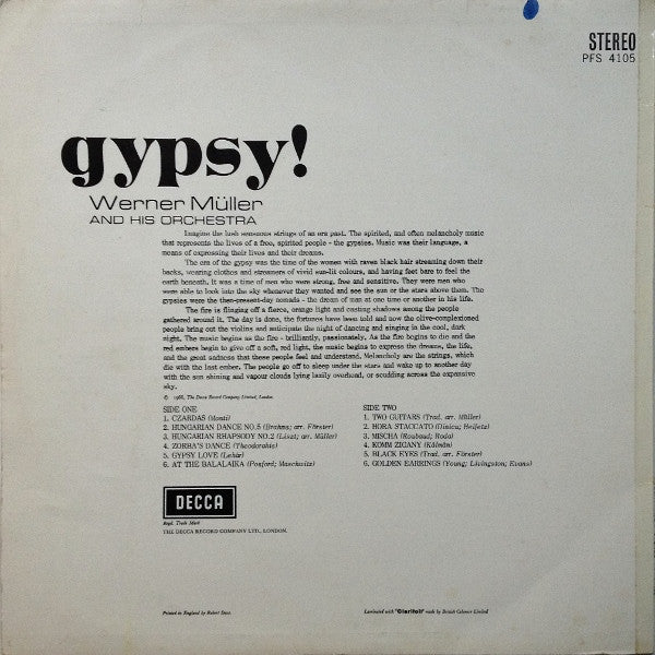 (Occasion ) Werner Müller And His Orchestra – Gypsy! [Vinyle 33 Tours]