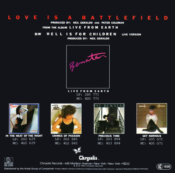 (Occasion) Benatar – Love Is A Battlefield [Vinyle 45Tours]