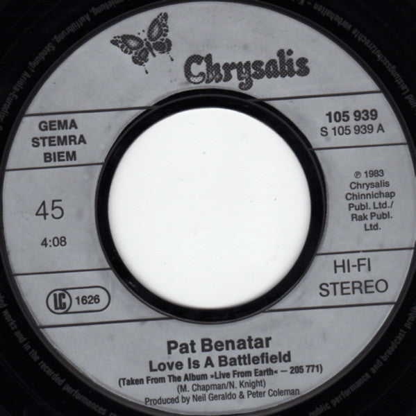 (Occasion) Benatar – Love Is A Battlefield [Vinyle 45Tours]
