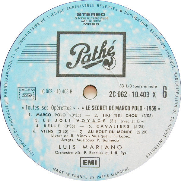 (occasion) Luis Mariano – Toutes Ses Opérettes N°3 [Vinyle 33 Tours]