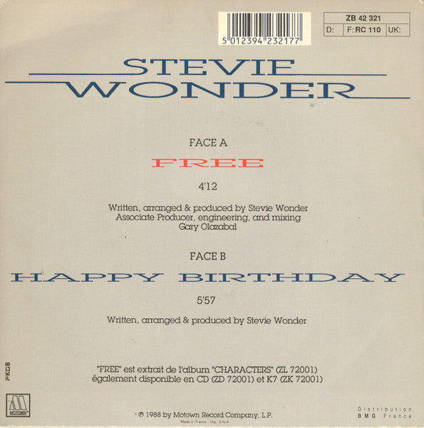 (Occasion) Stevie Wonder – Free [Vinyle 45Tours]
