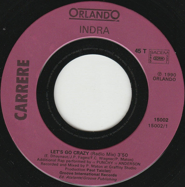 (Occasion) Indra – Let's Go Crazy [Vinyle 45 Tours]