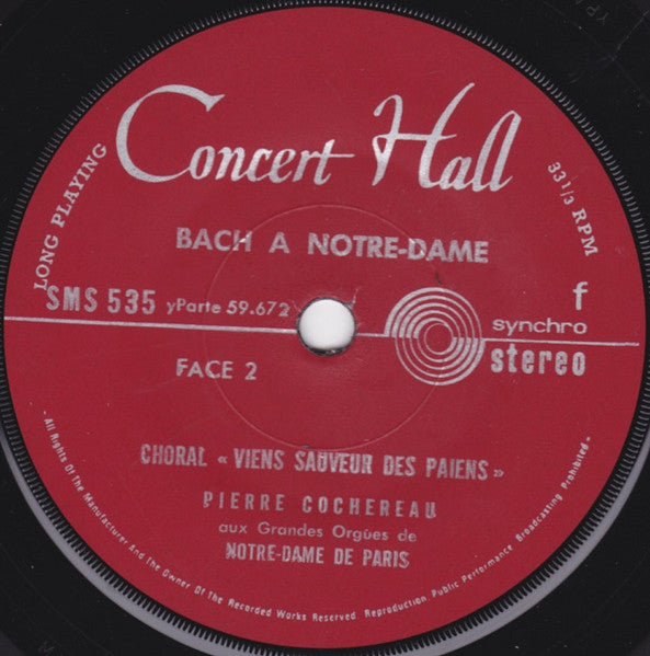 (Occasion ) Pierre Cochereau – Bach A Notre-Dame [Vinyle 45 Tours]