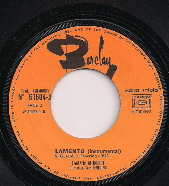 (Occasion) Frédéric Monteil Lamento [Vinyle 45 Tours]